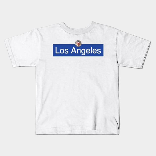 Los Angeles Street Sign City Hall Architecture Buildings Skyline Urban Hollywood Venice DTLA Kids T-Shirt by Shirtsurf